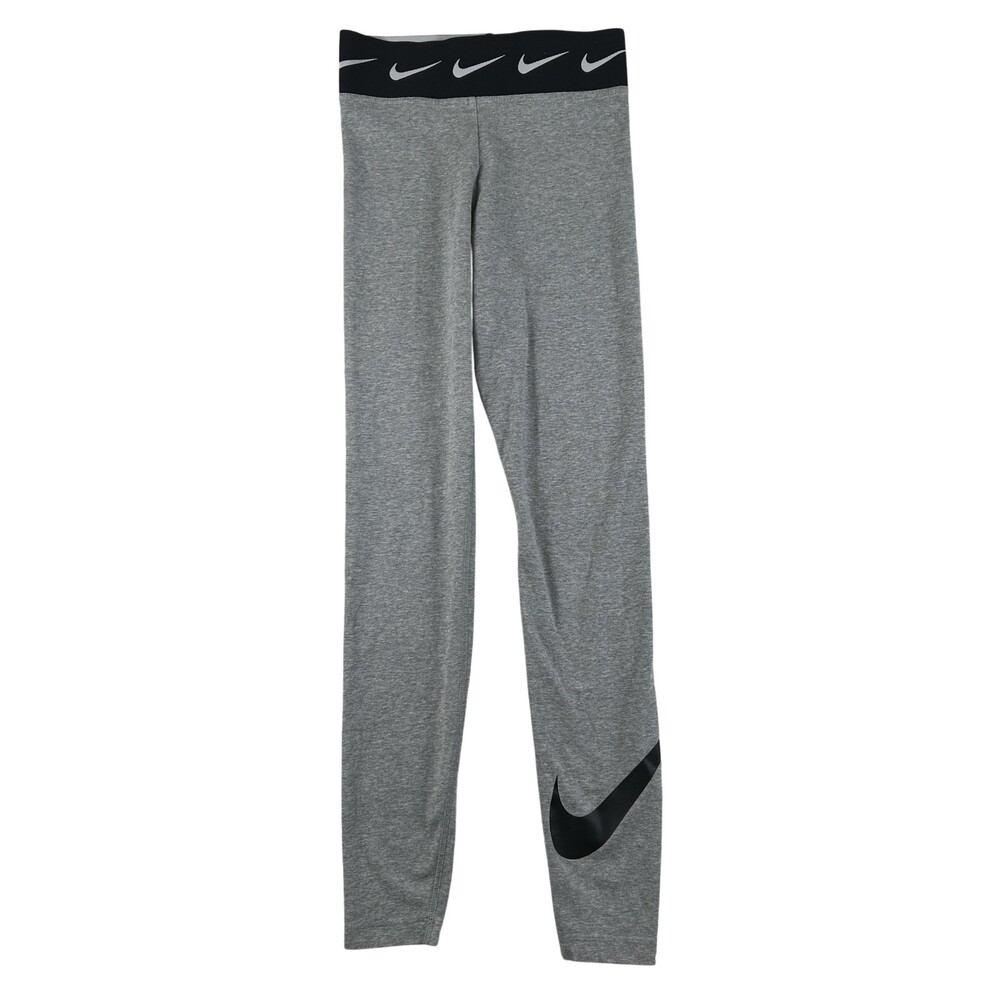 Nike Leggings Womens XS Gray Ankle Mid Rise Logo Waistband Athletic Yoga Workout